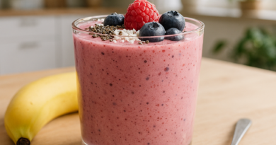 fotorealistisches 4k bild eines frisch zubereiteten frühstückssmoothies in einem glas auf einem hell