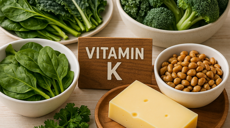 fotorealistisches 4k beitragsbild für einen wiki artikel über vitamin k. szene frische, gesunde leb